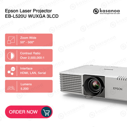 Projector Laser Epson EB-L520U WUXGA 3LCD 5200 Lumens