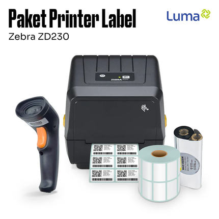 Paket Printer Label Harga Desktop Zebra ZD230