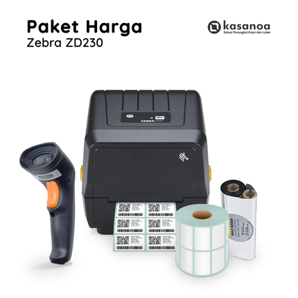 Paket Printer Label Harga Desktop Zebra ZD230