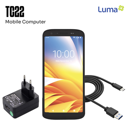 Barcode Scanner Touch Computer Zebra TC22 Mobile Android (Unit, USB Cable, Adaptor)