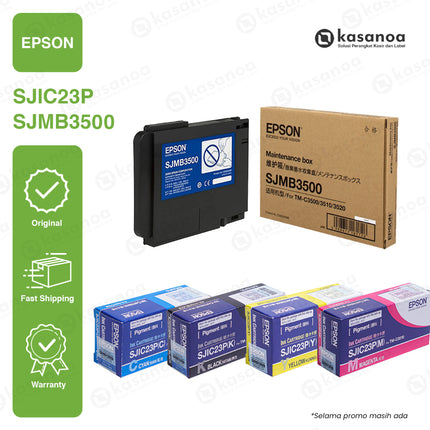 Paket Epson SJIC23P (C, M, Y, K) Ink Cartridge +Maintenance Box