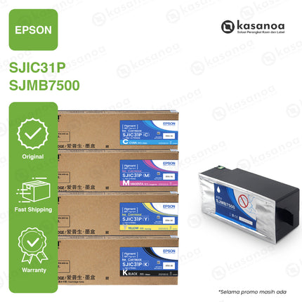 Paket Epson SJIC31P (C, M, Y, K) Ink Cartridge + Maintenance Box