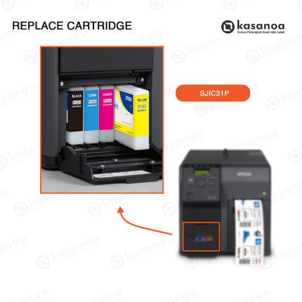 Paket Epson SJIC31P (C, M, Y, K) Ink Cartridge + Maintenance Box