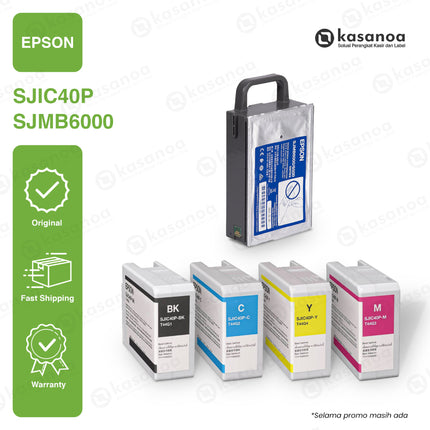 Paket Epson SJIC40P (C, M, Y, K) Ink Cartridge +Maintenance Box