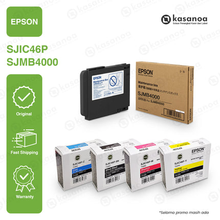 Paket Epson SJIC46P (C, M, Y, K) Ink Cartridge +Maintenance Box